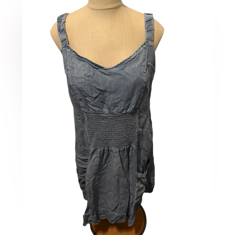 White birch light wash denim tank dress with pockets size large